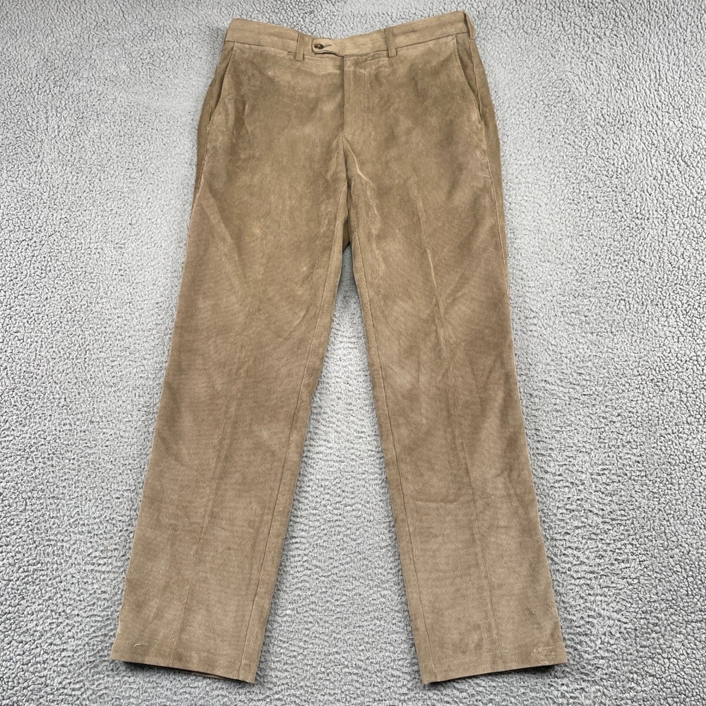 Peter Millar Pants Mens 34 Tan Nanoluxe Corduroy Flat Front Stretch Trousers